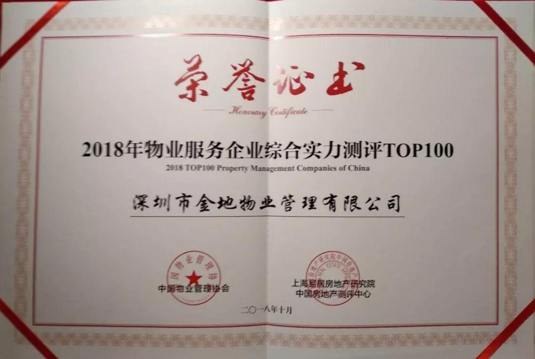 【重磅】金地物业荣获2018年物业服务企业综合实力测评TOP10