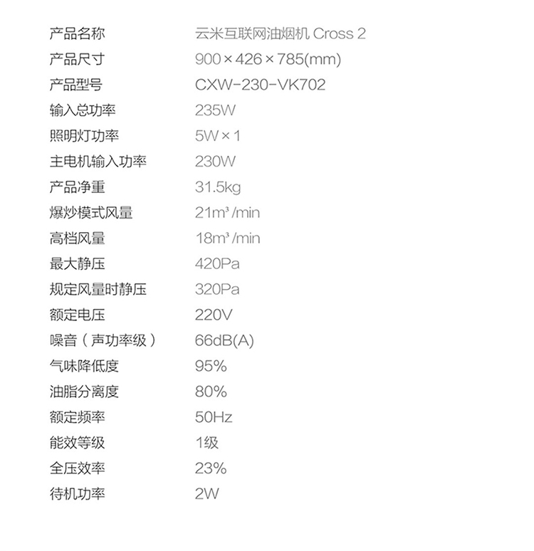 云米（VIOMI）Cross2智能烟灶套装 自动升降 21立方大吸力 手势控制 天然气燃气灶 CXW-230-VK702+JZT-VG301