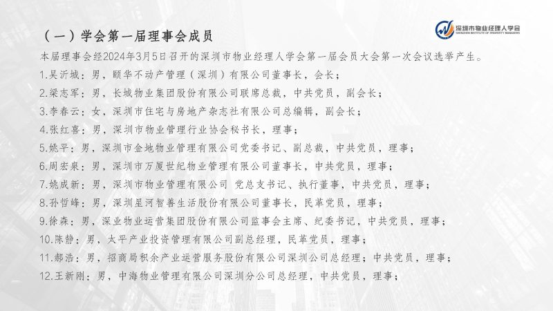 深圳市物业经理人学会成立于2024年3月15日为国内首家物业经理人社团组织